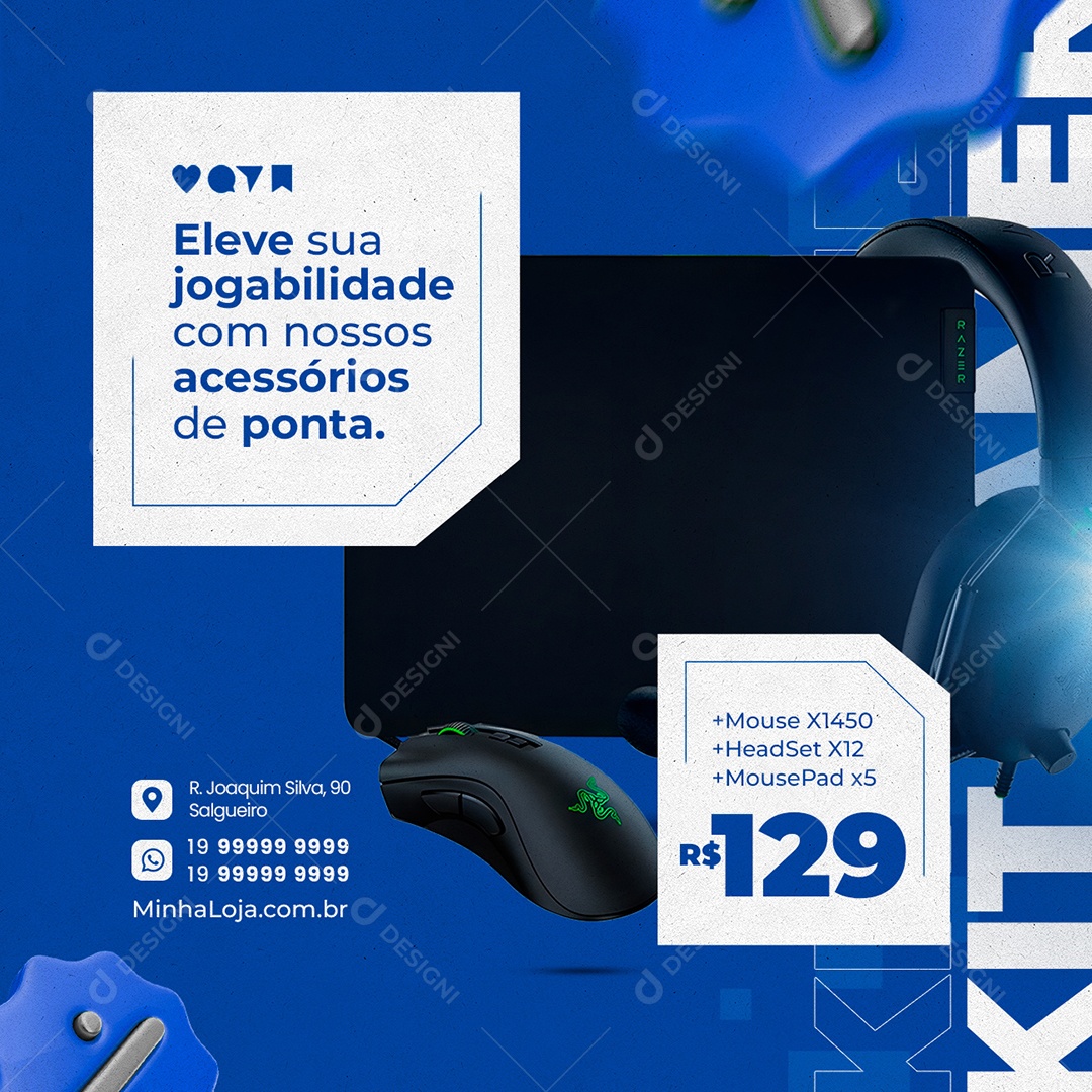 Ele Sua Jogabilidade Com Nossos Acessórios De Ponta 129,00 Informática Social Media PSD Editável