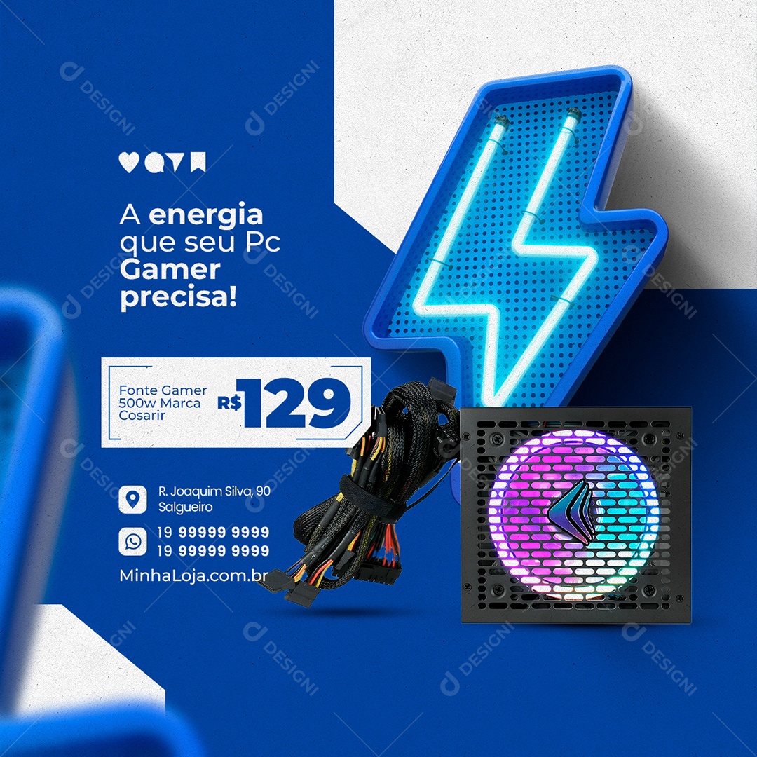 A Energia Que Seu Pc Gamer Precisa Informática Social Media PSD Editável