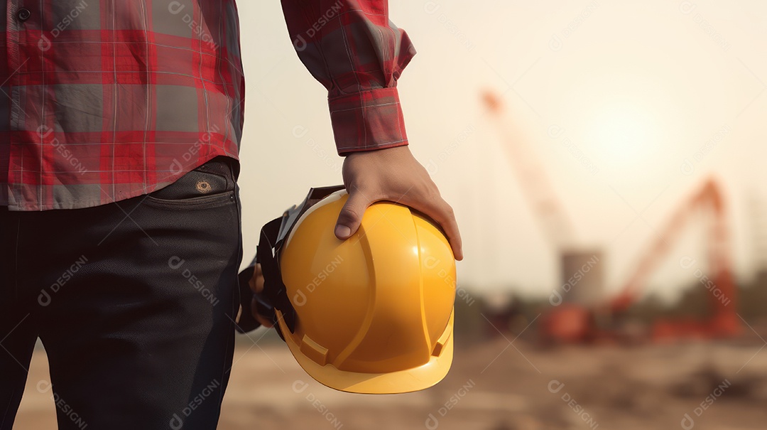 Pessoa visitante sobre uma obra.