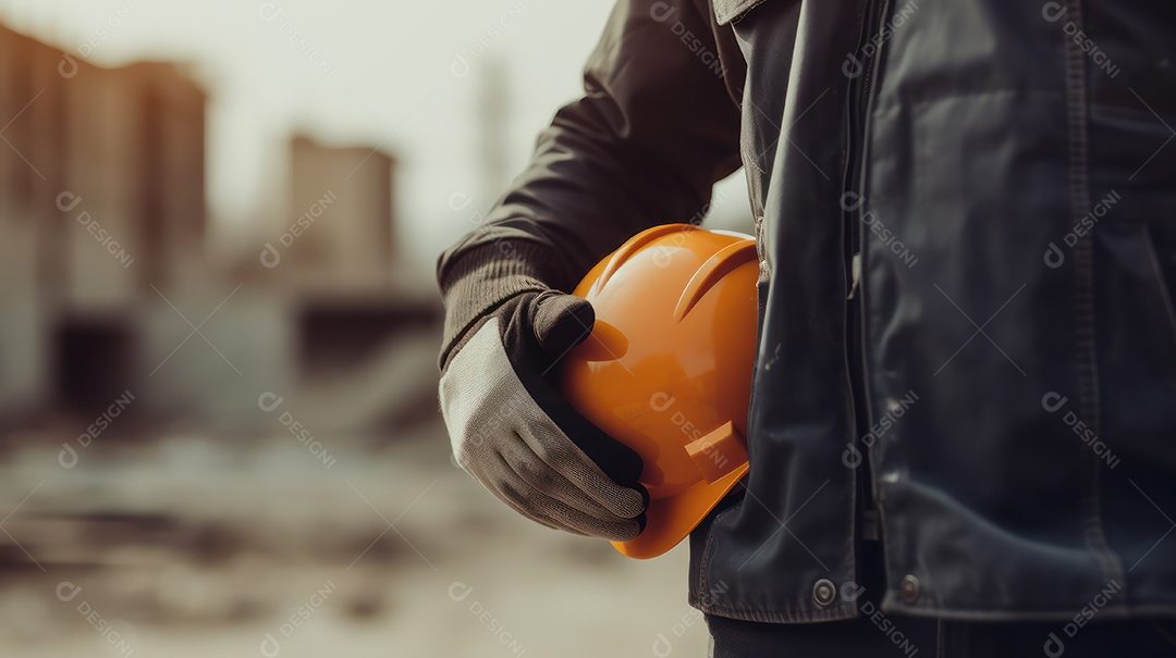 Pessoa visitante sobre uma obra.