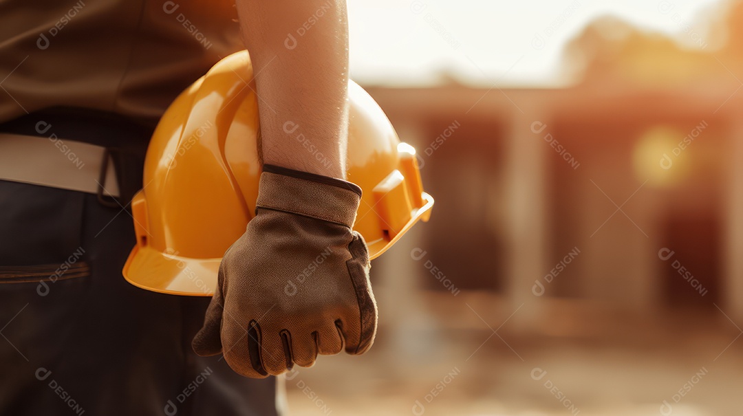 Pessoa visitante sobre uma obra.