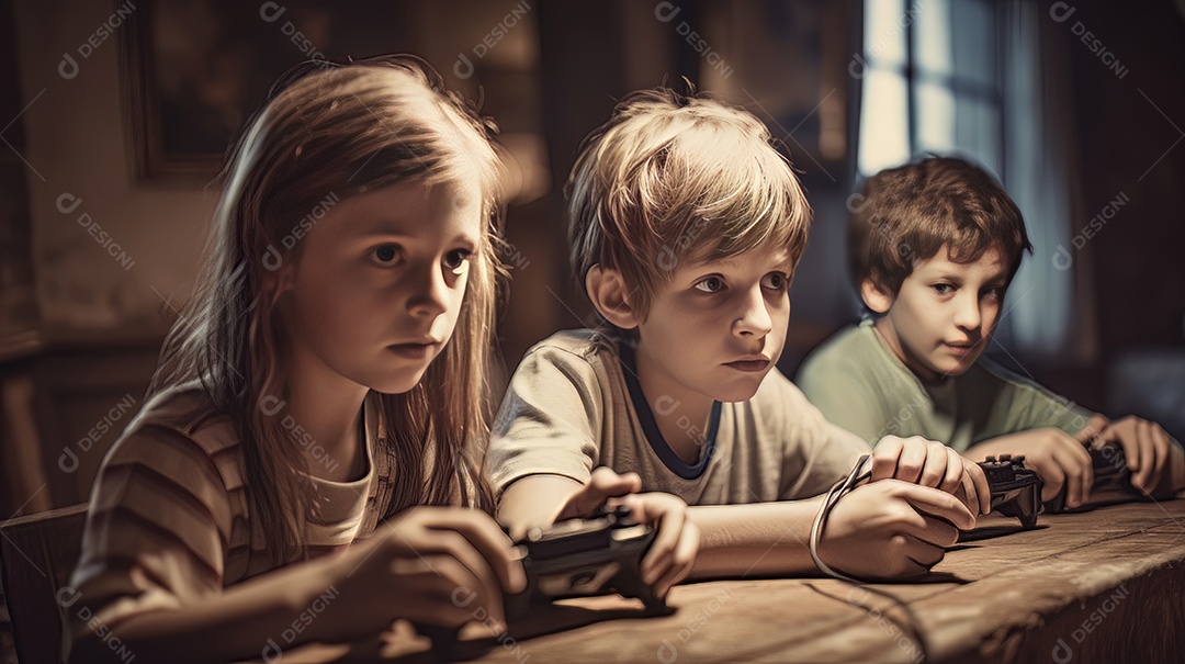 Jovem jogador sentado em uma mesa jogando videogame.
