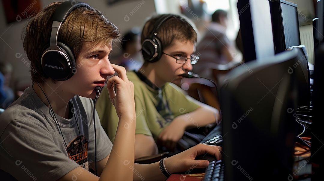 Jovem jogador sentado em uma mesa jogando videogame.