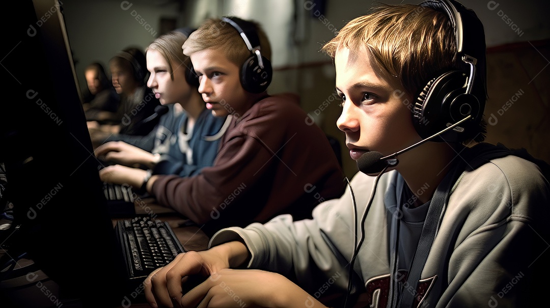 Jovem jogador sentado em uma mesa jogando videogame.