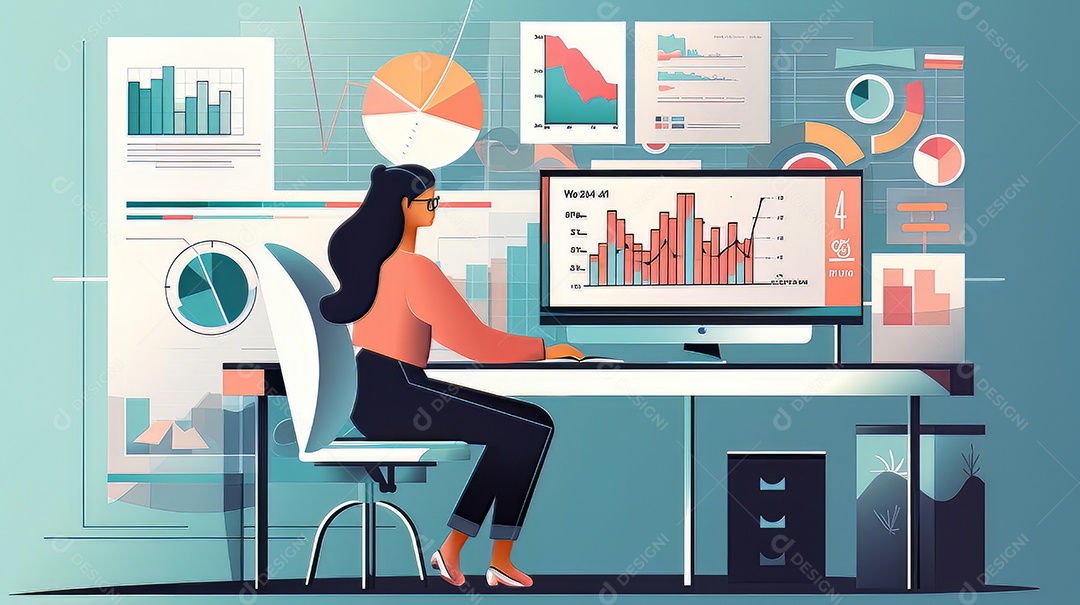 Trabalhando com o computador em análise de negócios trabalhando com análise de negócios e sistemas de gerenciamento de dados no computador gerenciamento de documentos on-line e métricas relacionadas ao banco de dados.