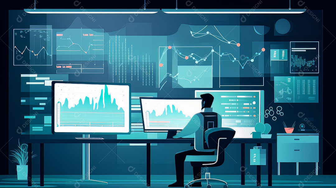 Trabalhando com o computador em análise de negócios trabalhando com análise de negócios e sistemas de gerenciamento de dados no computador gerenciamento de documentos on-line e métricas relacionadas ao banco de dados.