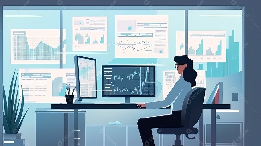 Trabalhando com o computador em análise de negócios trabalhando com análise de negócios e sistemas de gerenciamento de dados no computador gerenciamento de documentos on-line e métricas relacionadas ao banco de dados.