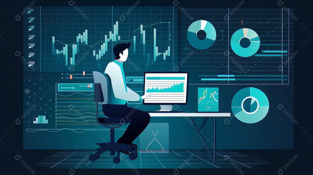 Trabalhando com o computador em análise de negócios trabalhando com análise de negócios e sistemas de gerenciamento de dados no computador gerenciamento de documentos on-line e métricas relacionadas ao banco de dados.