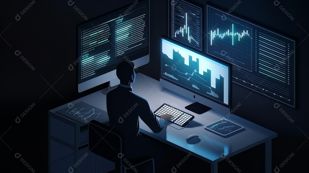 Trabalhando com o computador em análise de negócios trabalhando com análise de negócios e sistemas de gerenciamento de dados no computador gerenciamento de documentos on-line e métricas relacionadas ao banco de dados.