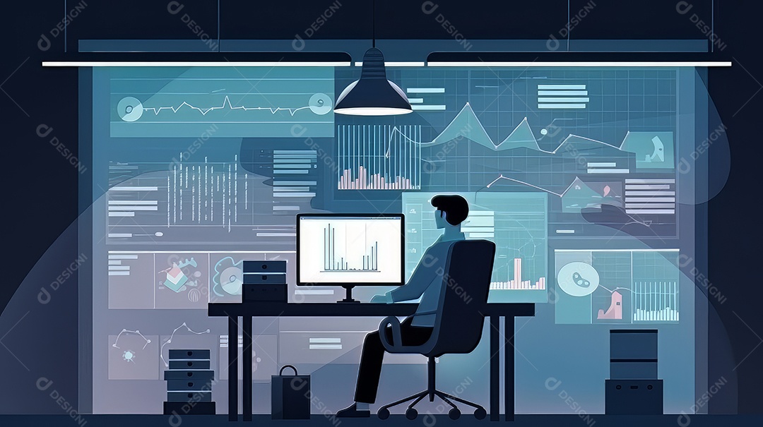 Trabalhando com o computador em análise de negócios trabalhando com análise de negócios e sistemas de gerenciamento de dados no computador gerenciamento de documentos on-line e métricas relacionadas ao banco de dados.