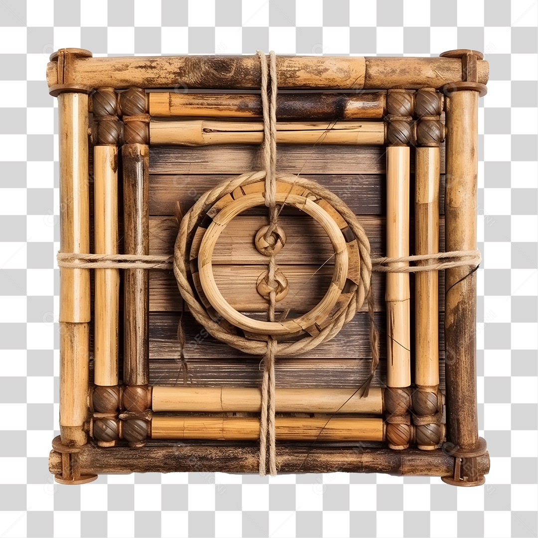 Elemento 3D De Madeira Quadrado Para Composição PNG Transparente