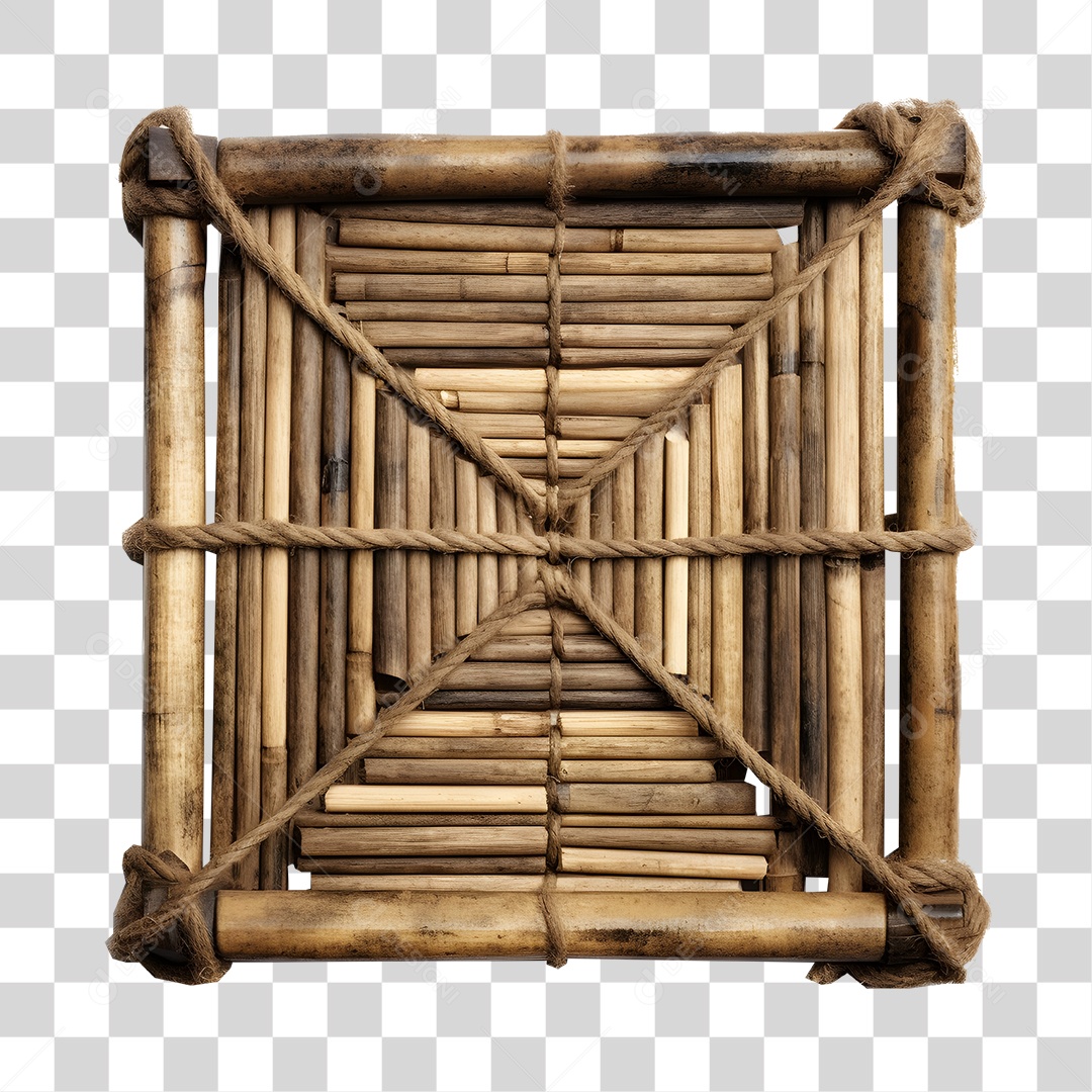 Elemento 3D De Madeira Quadrado Para Composição PNG Transparente