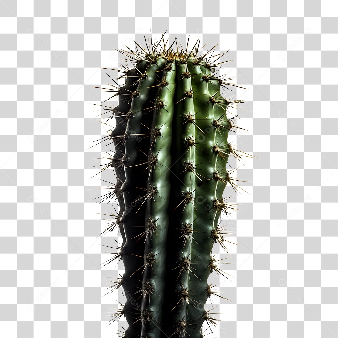 Elemento 3D Cacto Verde Para Composição PNG Transparente