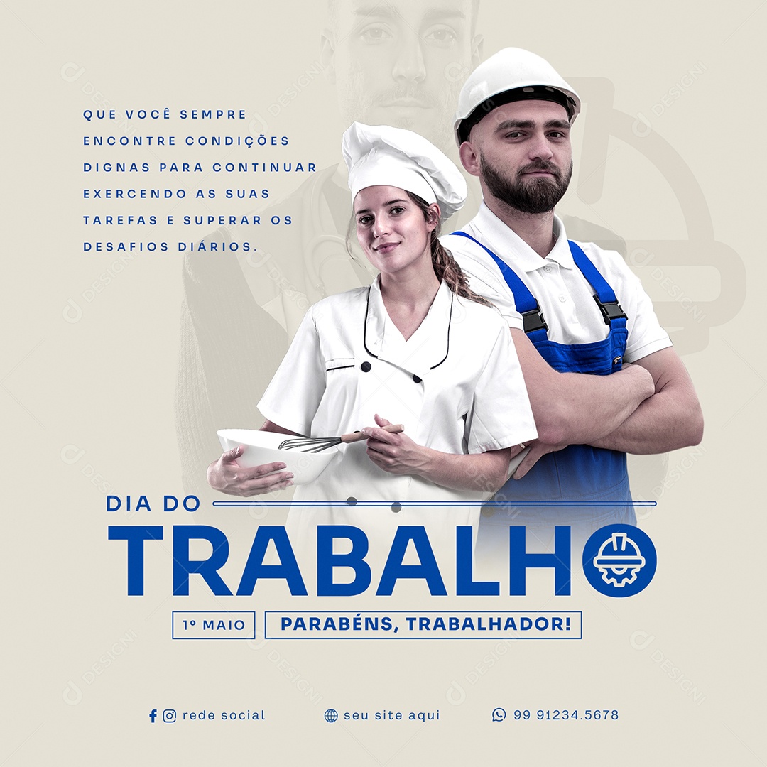 Social Media Dia Do Trabalhador Superar Os Desafios Diários  PSD Editável
