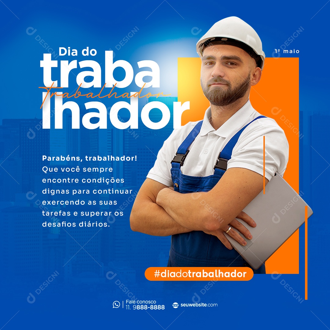 Social Media Dia Do Trabalhador Exercendo As Suas Tarefas PSD Editável