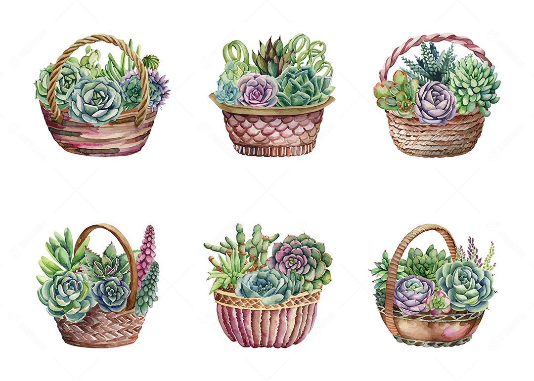 Desenho De Cesto de Flores Ilustração Vetorial EPS