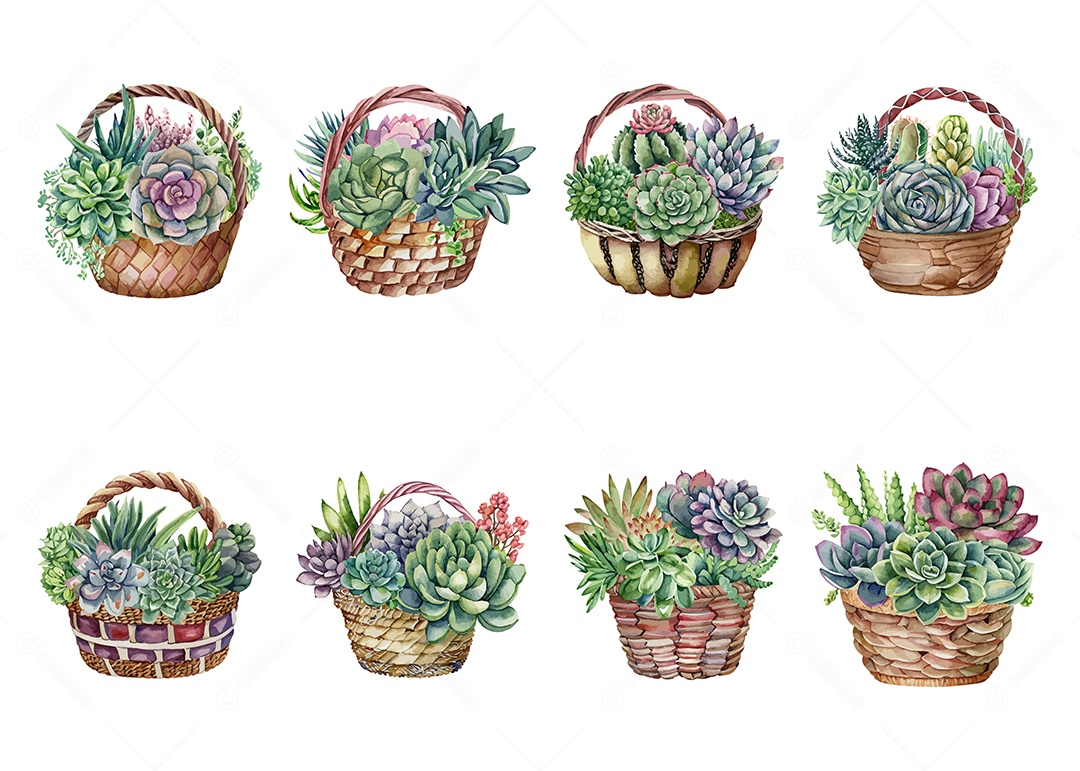 Desenho De Cesto de Flores Ilustração Vetorial EPS