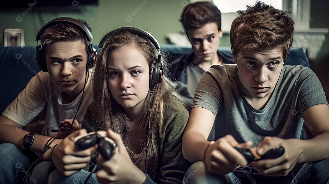 Jovem jogador sentado em uma mesa jogando videogame.
