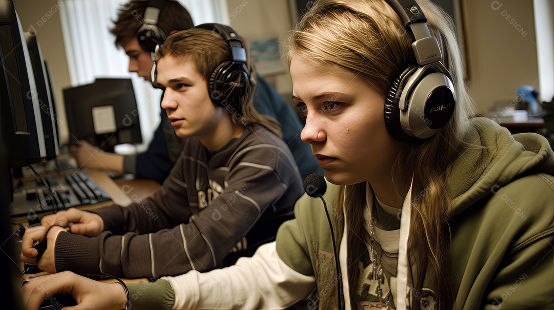 Jovem jogador sentado em uma mesa jogando videogame.