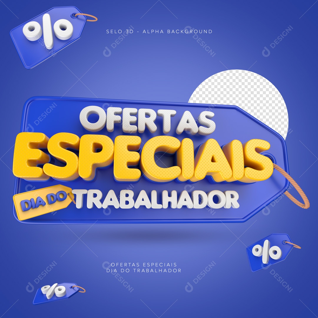 Selo 3D Dia Do Trabalhador Ofertas Especiais Para Composição PSD