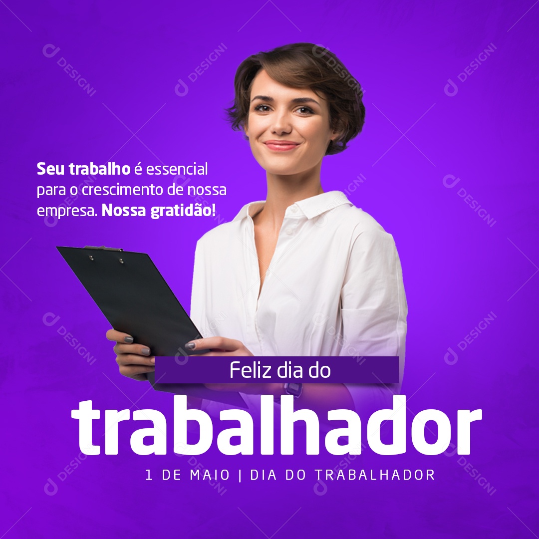 Social Media Dia Do Trabalhador Crescimento da Nossa Empresa PSD Editavel