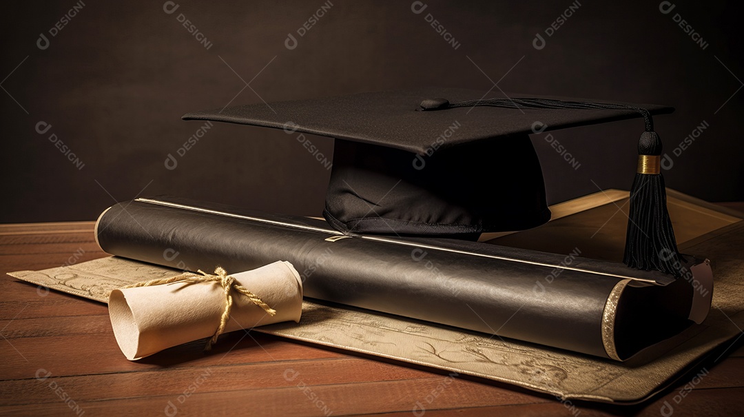 Placa de argamassa e um diploma de graduação aprendizagem de graduação.