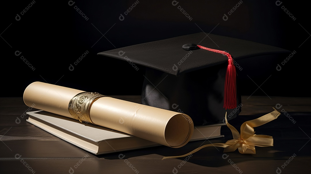 Placa de argamassa e um diploma de graduação aprendizagem de graduação.