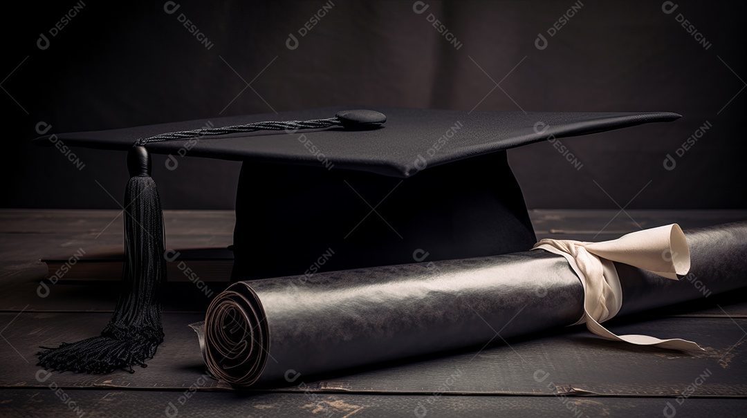Placa de argamassa e um diploma de graduação aprendizagem de graduação.