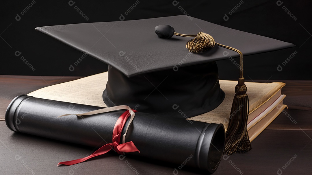 Placa de argamassa e um diploma de graduação aprendizagem de graduação.