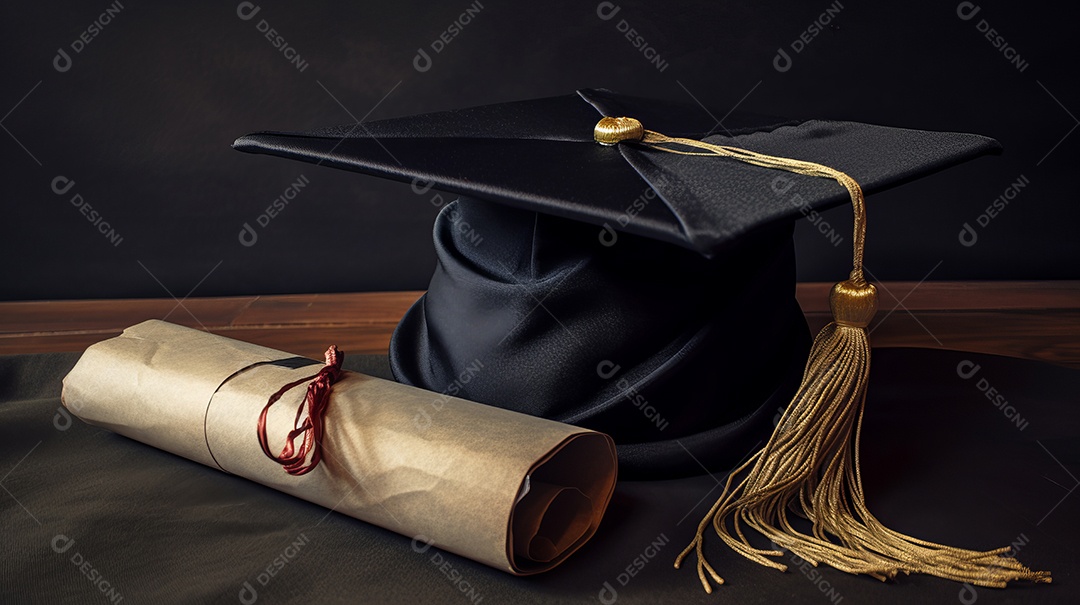 Placa de argamassa e um diploma de graduação aprendizagem de graduação.