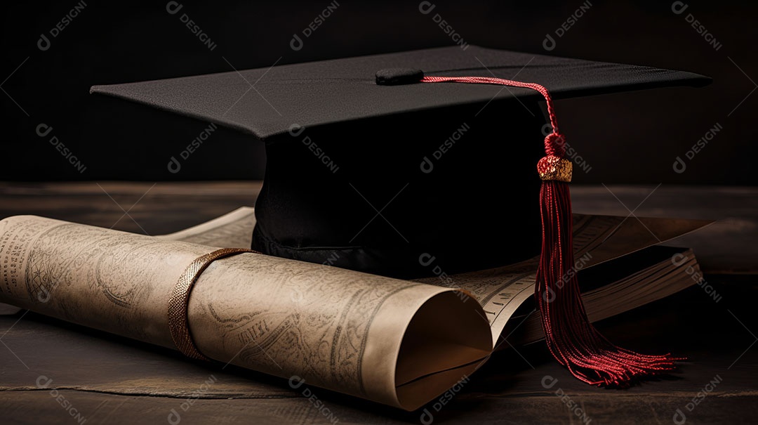 Placa de argamassa e um diploma de graduação aprendizagem de graduação.