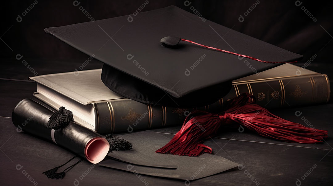 Placa de argamassa e um diploma de graduação aprendizagem de graduação.