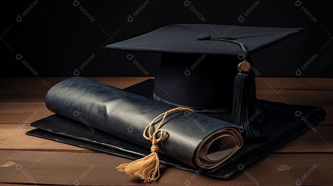 Placa de argamassa e um diploma de graduação aprendizagem de graduação.