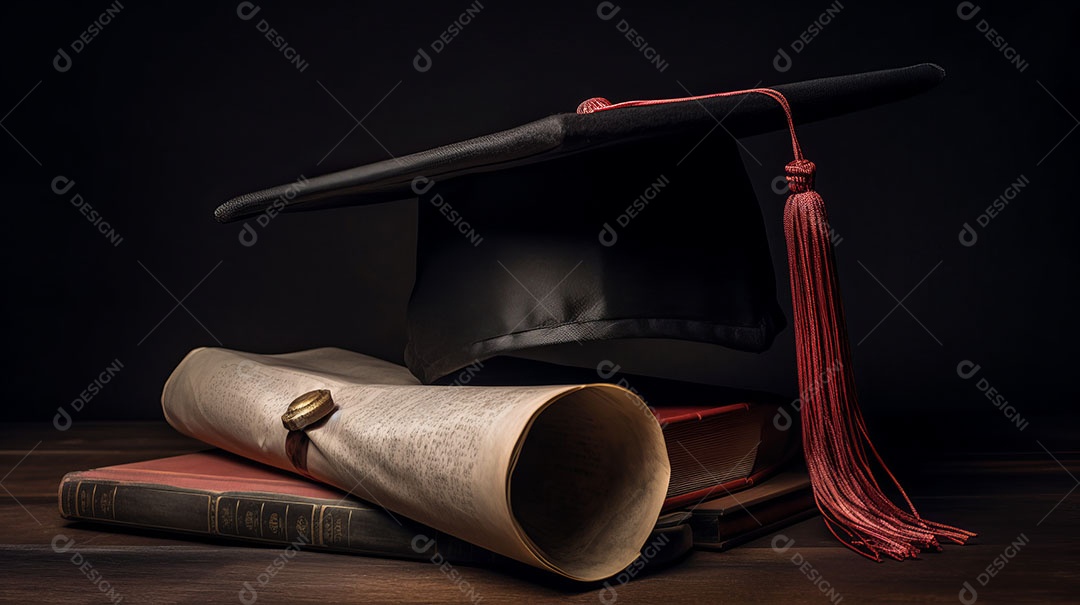 Placa de argamassa e um diploma de graduação aprendizagem de graduação.