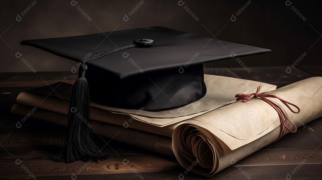 Placa de argamassa e um diploma de graduação aprendizagem de graduação.