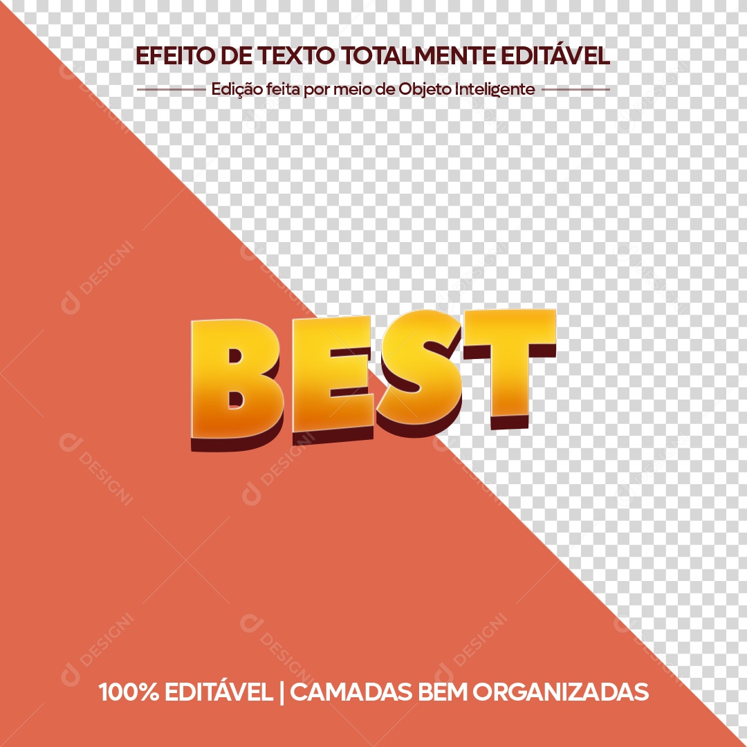 Efeito De Texto 3D Best Marrom PSD Editável