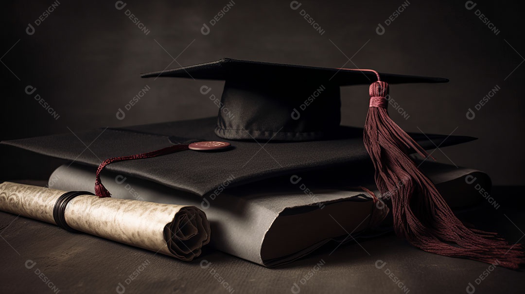 Placa de argamassa e um diploma de graduação aprendizagem de graduação.