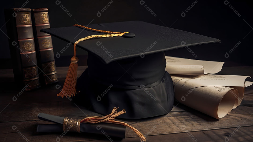 Placa de argamassa e um diploma de graduação aprendizagem de graduação.