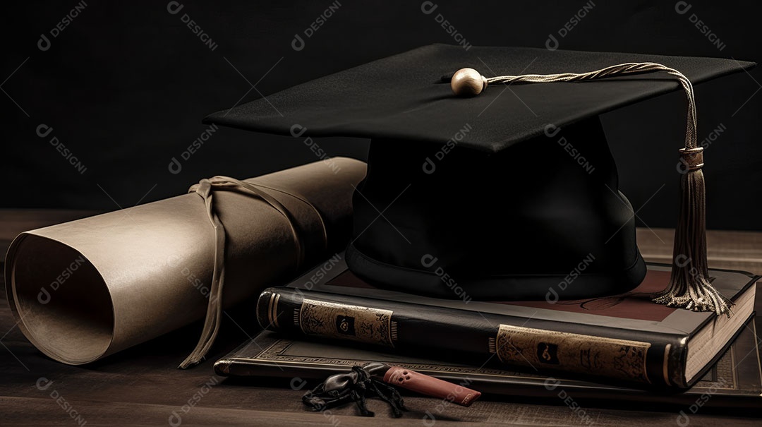 Placa de argamassa e um diploma de graduação aprendizagem de graduação.