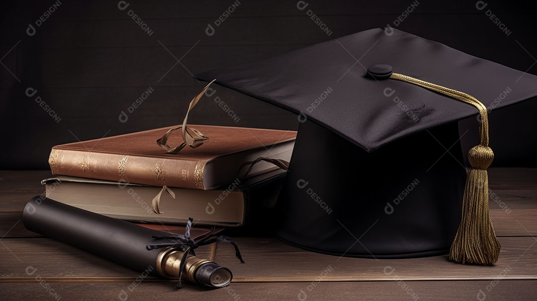 Placa de argamassa e um diploma de graduação aprendizagem de graduação.