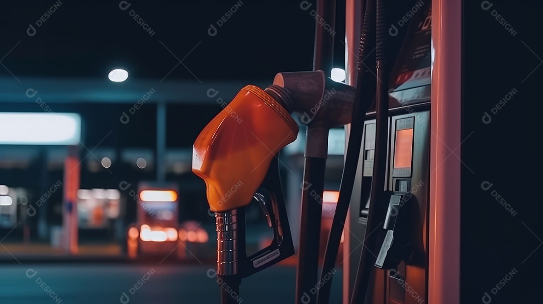 Bico da bomba no posto de gasolina.