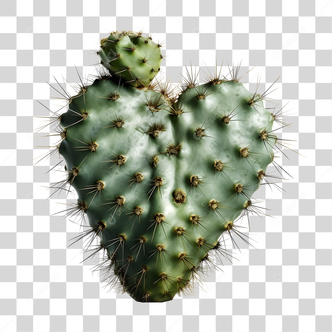 Elemento 3D Cacto Verde No Formato De Coração De São João Para Composição PNG Transparente