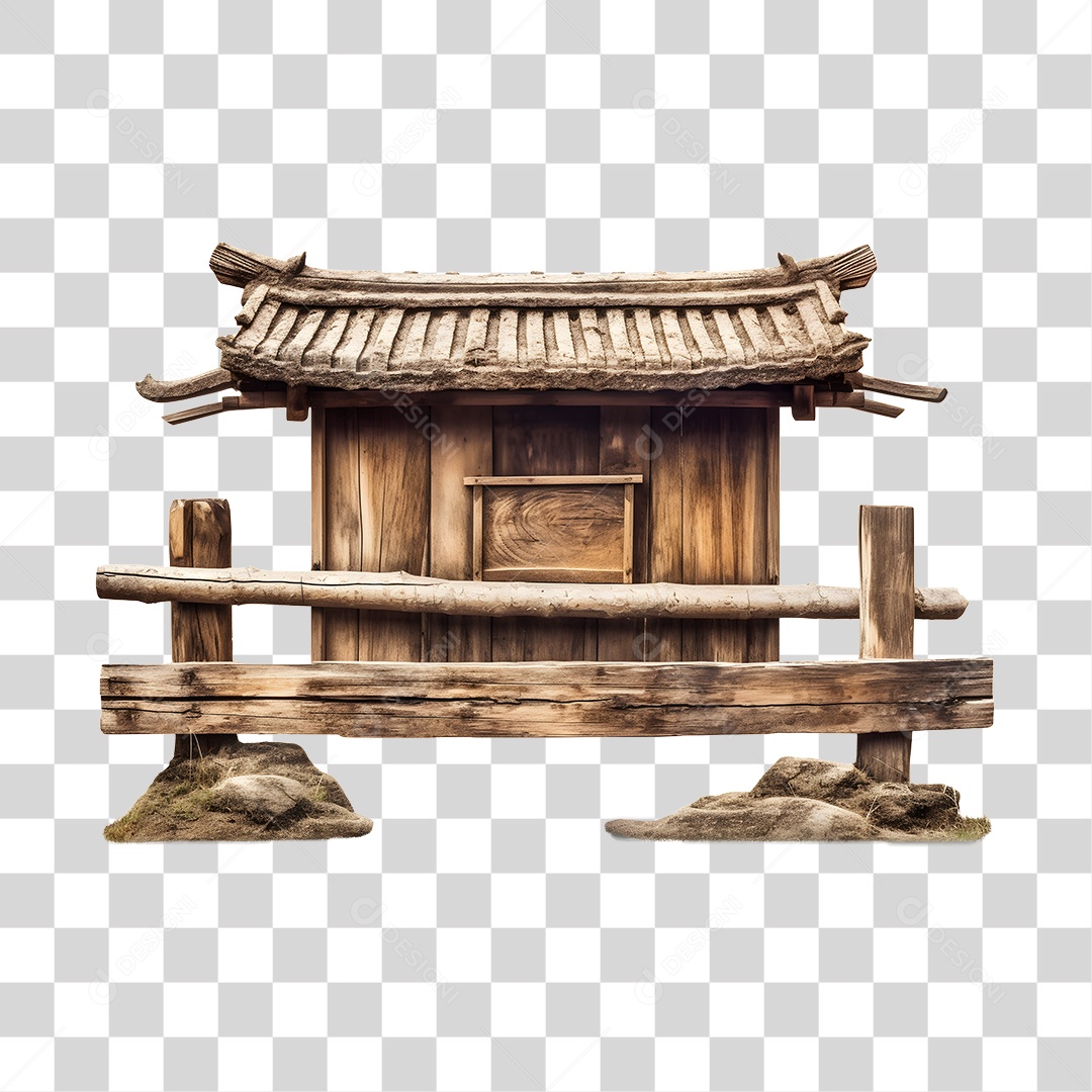Elemento 3D Casa De Madeira De São João Para Composição PNG Transparente
