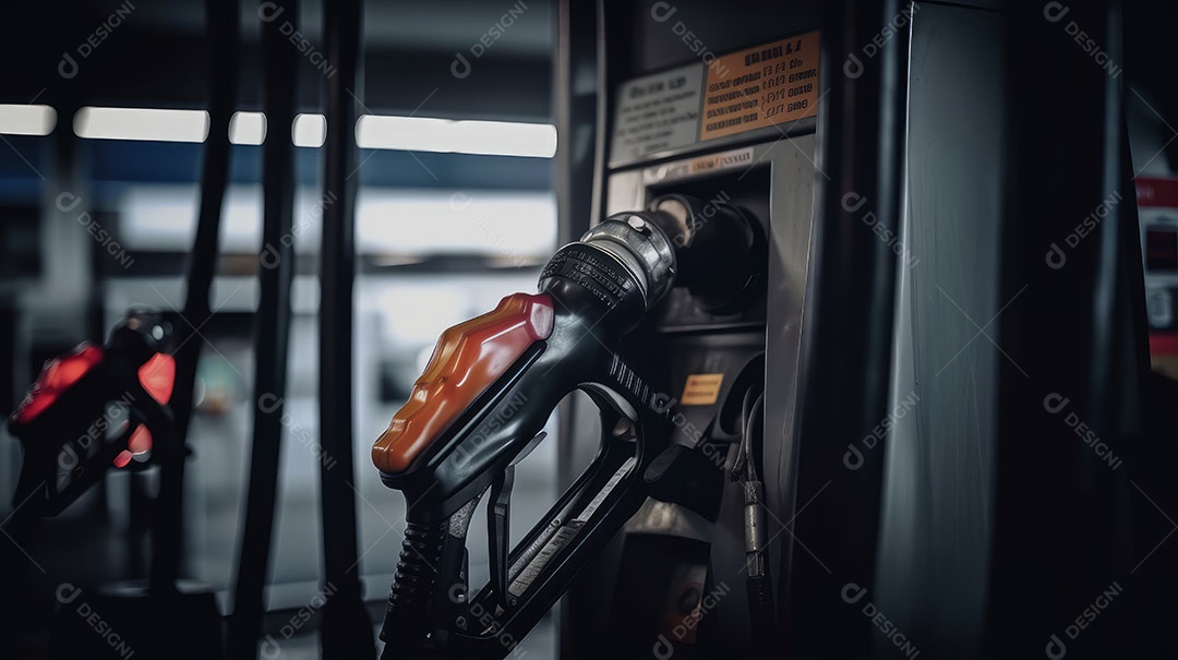 Bico da bomba no posto de gasolina.