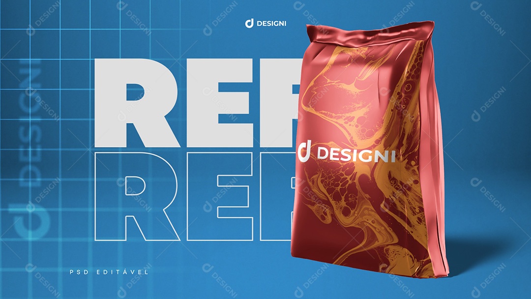 Mockup De Saco Refil Vermelho PSD Editável