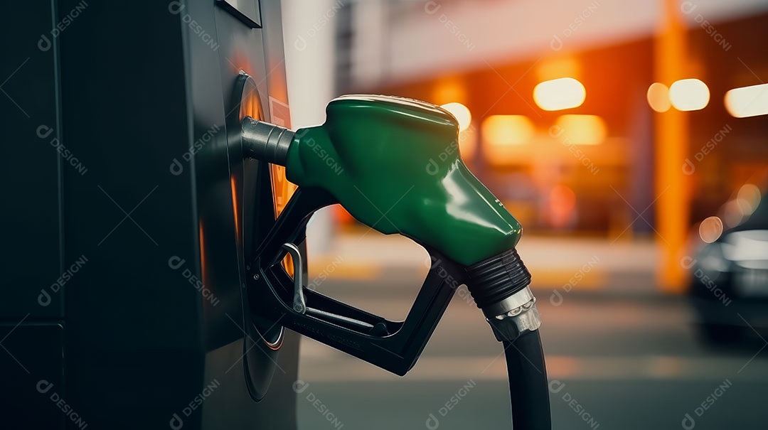 Bico da bomba no posto de gasolina.