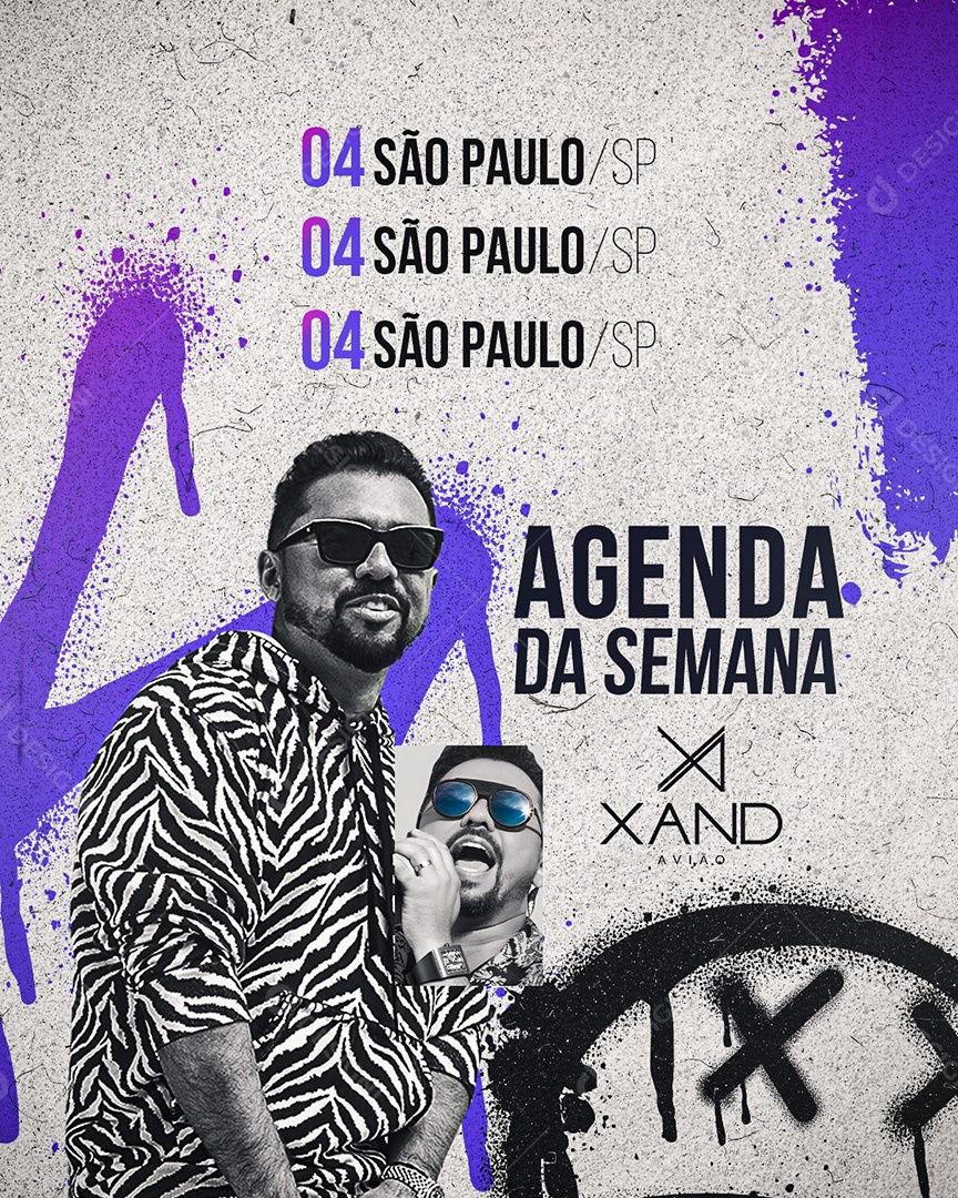 Flyer Agenda Próximos Shows Xand Avião Social Media PSD Editável