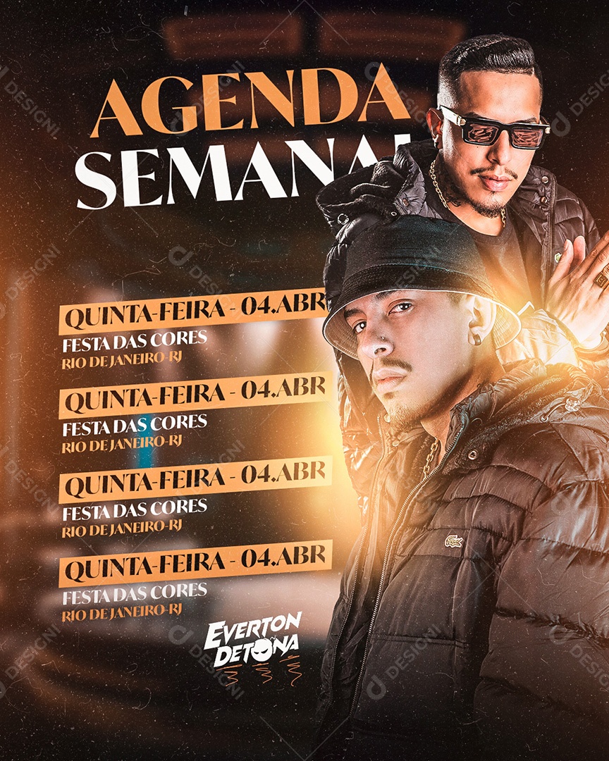 Flyer Agenda Semanal Everton DJ Everton Detona Social Media PSD Editável