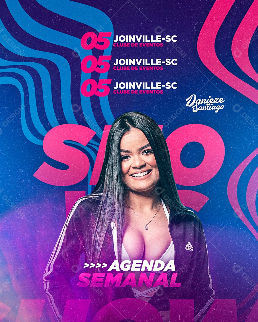 Flyer Agenda Próximos Shows Danieze Santiago Social Media PSD Editável