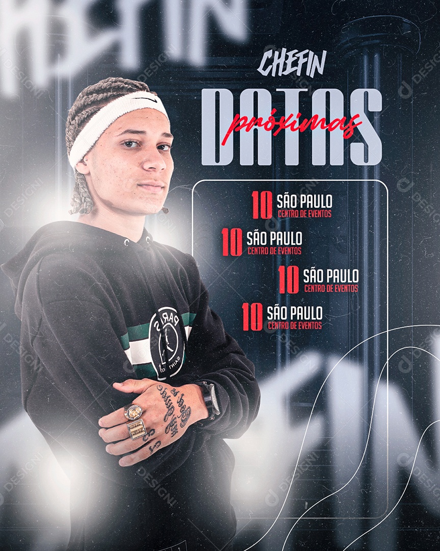 Flyer Agenda Próximos Shows Chefin Social Media PSD Editável